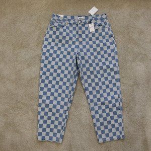 NWT Checkered Mom Jeans